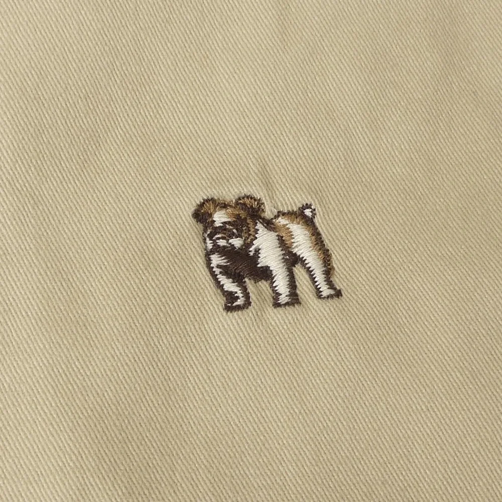 Club Room Shorts Mens 42 Khaki‎ Sand Bulldog Embroidered Flat Front Classic New - Picture 2 of 8